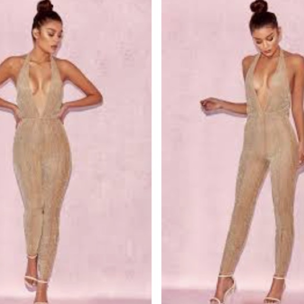 Gold Lurex Semi Sheer Jumpsuit & Pants